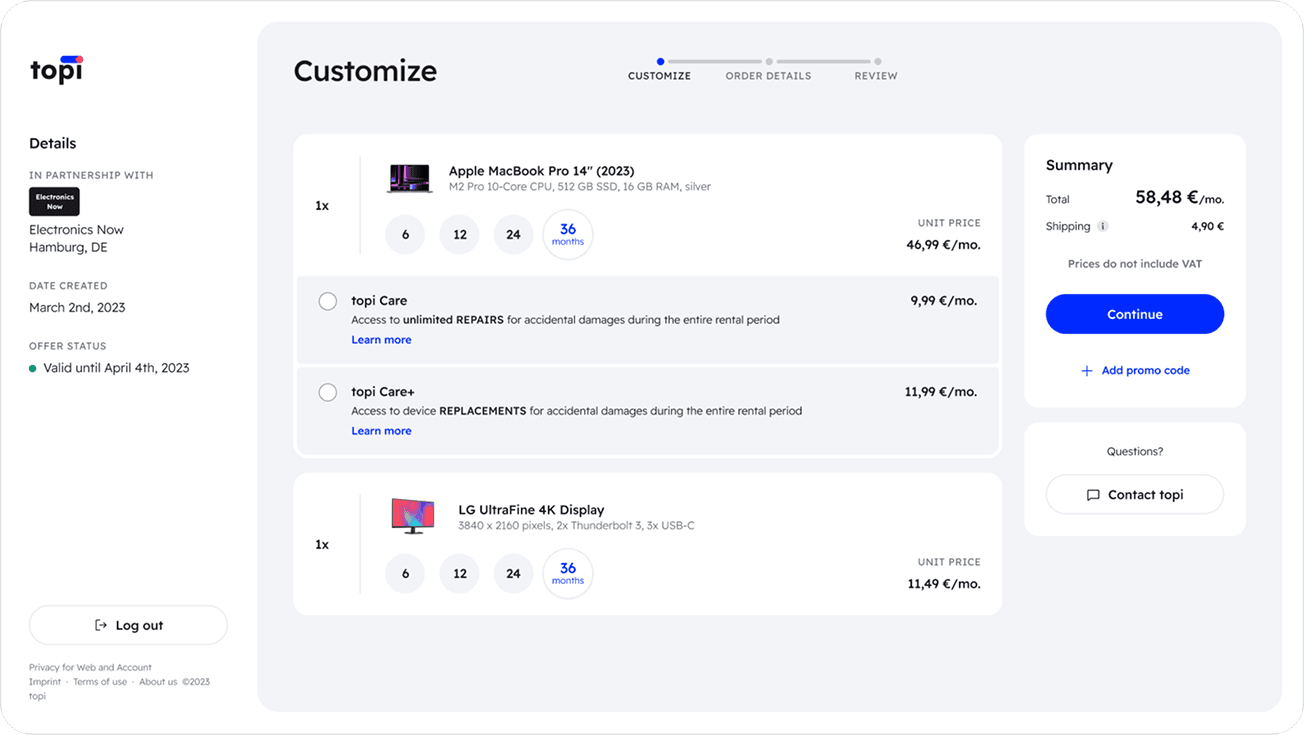 Topi dashboard